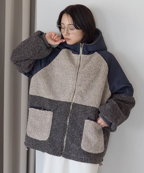 HEART MARKET(ハートマーケット)の「配色ボアフーディジャケット(その他アウター・レディース・カーキ/ベージュ/チャコール・FREE)」の22枚目の写真