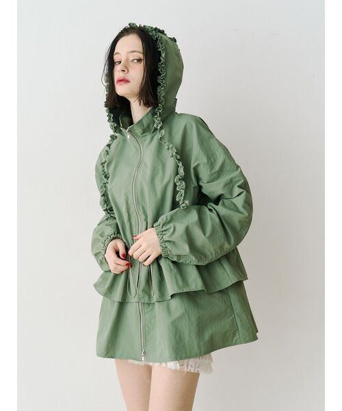 jouetie（ジュエティ）の「フリルマウンテンブルゾン フード付き（ナイロンジャケット・レディース・アイボリー/カーキ/ブラック・MEDIUM）」の10枚目の写真