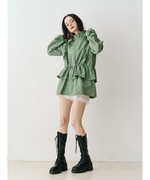 jouetie（ジュエティ）の「フリルマウンテンブルゾン フード付き（ナイロンジャケット・レディース・アイボリー/カーキ/ブラック・MEDIUM）」の12枚目の写真