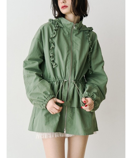 jouetie（ジュエティ）の「フリルマウンテンブルゾン フード付き（ナイロンジャケット・レディース・アイボリー/カーキ/ブラック・MEDIUM）」の3枚目の写真