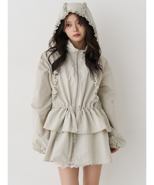 jouetie（ジュエティ）の「フリルマウンテンブルゾン フード付き（ナイロンジャケット・レディース・アイボリー/カーキ/ブラック・MEDIUM）」の18枚目の写真