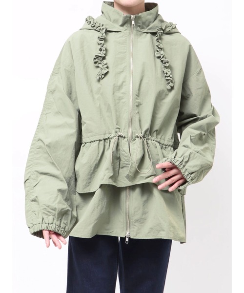 フリルマウンテンブルゾン フード付き 春アウター 春服(ナイロン フリルマウンテンブルゾン フード付き 春アウター 春服(ナイロン