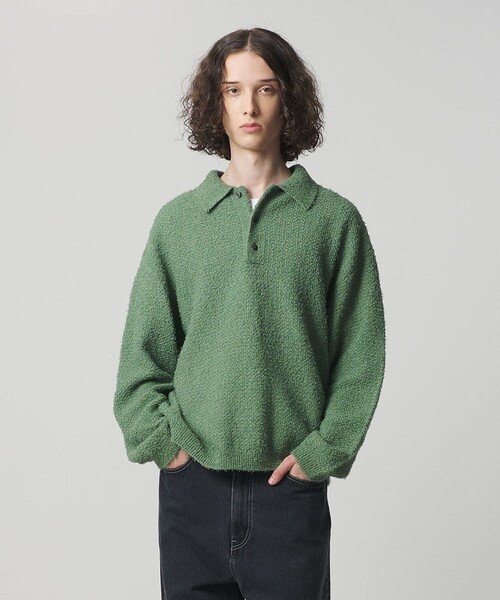 コットン ナイロン カールヤーン ポロシャツ（ニット/セーター