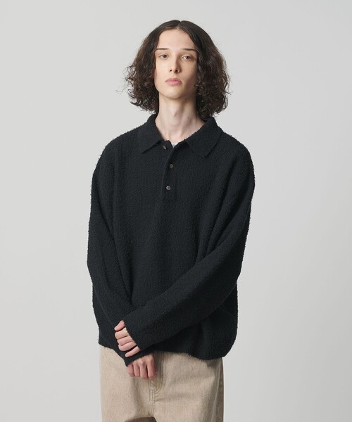 コットン ナイロン カールヤーン ポロシャツ（ニット/セーター