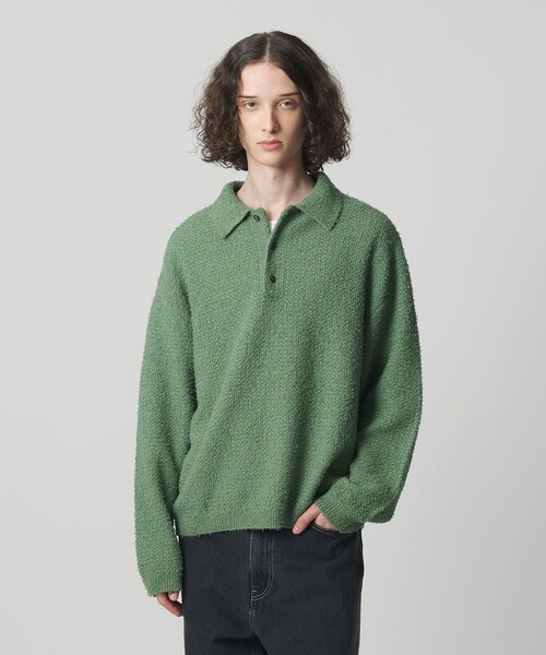 コットン ナイロン カールヤーン ポロシャツ（ニット/セーター