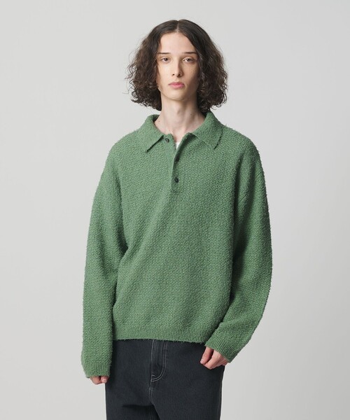 コットン ナイロン カールヤーン ポロシャツ（ニット/セーター