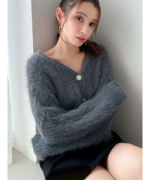 RESEXXY（リゼクシー）の「シャギーニットカーディガン（カーディガン/ボレロ・レディース・ホワイト/ピンク/チャコールグレー/ブラック・FREE）」の3枚目の写真