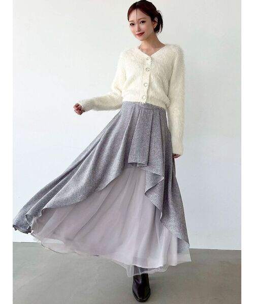 RESEXXY（リゼクシー）の「シャギーニットカーディガン（カーディガン/ボレロ・レディース・ホワイト/ピンク/チャコールグレー/ブラック・FREE）」の6枚目の写真