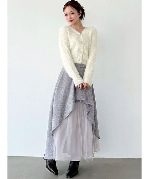 RESEXXY（リゼクシー）の「シャギーニットカーディガン（カーディガン/ボレロ・レディース・ホワイト/ピンク/チャコールグレー/ブラック・FREE）」の7枚目の写真