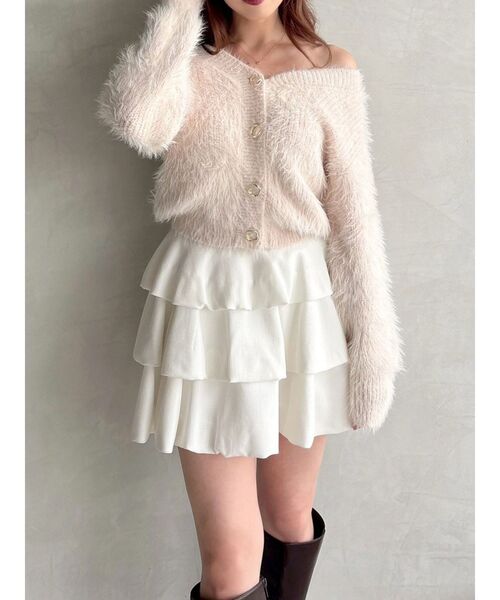 RESEXXY（リゼクシー）の「シャギーニットカーディガン（カーディガン/ボレロ・レディース・ホワイト/ピンク/チャコールグレー/ブラック・FREE）」の11枚目の写真