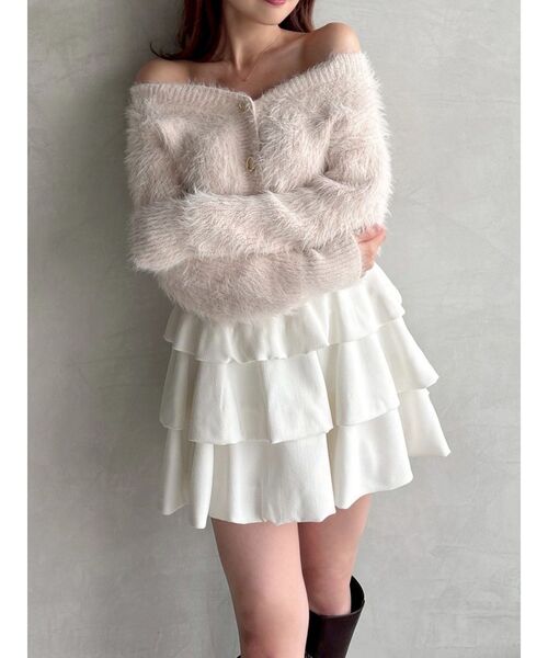 RESEXXY（リゼクシー）の「シャギーニットカーディガン（カーディガン/ボレロ・レディース・ホワイト/ピンク/チャコールグレー/ブラック・FREE）」の12枚目の写真