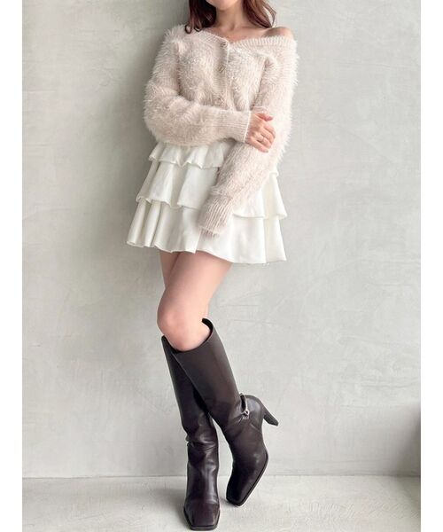 RESEXXY（リゼクシー）の「シャギーニットカーディガン（カーディガン/ボレロ・レディース・ホワイト/ピンク/チャコールグレー/ブラック・FREE）」の14枚目の写真