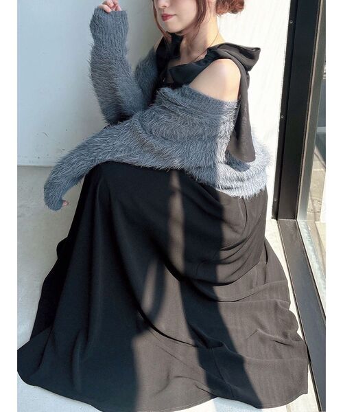 RESEXXY（リゼクシー）の「シャギーニットカーディガン（カーディガン/ボレロ・レディース・ホワイト/ピンク/チャコールグレー/ブラック・FREE）」の15枚目の写真