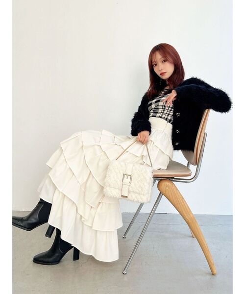 RESEXXY（リゼクシー）の「シャギーニットカーディガン（カーディガン/ボレロ・レディース・ホワイト/ピンク/チャコールグレー/ブラック・FREE）」の21枚目の写真