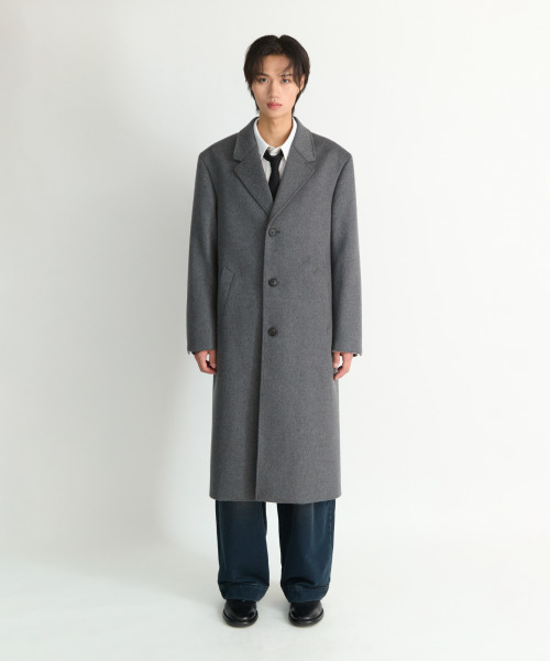 NONBLANK(ノンブランク)の「オーバーサイズフィットシングルコート_MELANGE GREY(チェスターコート・メンズ・グレー・XL/M/L)」の10枚目の写真