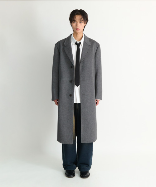 NONBLANK(ノンブランク)の「オーバーサイズフィットシングルコート_MELANGE GREY(チェスターコート・メンズ・グレー・XL/M/L)」の11枚目の写真