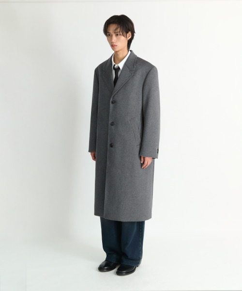 NONBLANK(ノンブランク)の「オーバーサイズフィットシングルコート_MELANGE GREY(チェスターコート・メンズ・グレー・XL/M/L)」の12枚目の写真