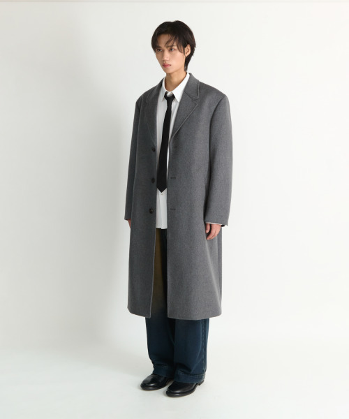 NONBLANK(ノンブランク)の「オーバーサイズフィットシングルコート_MELANGE GREY(チェスターコート・メンズ・グレー・XL/M/L)」の13枚目の写真