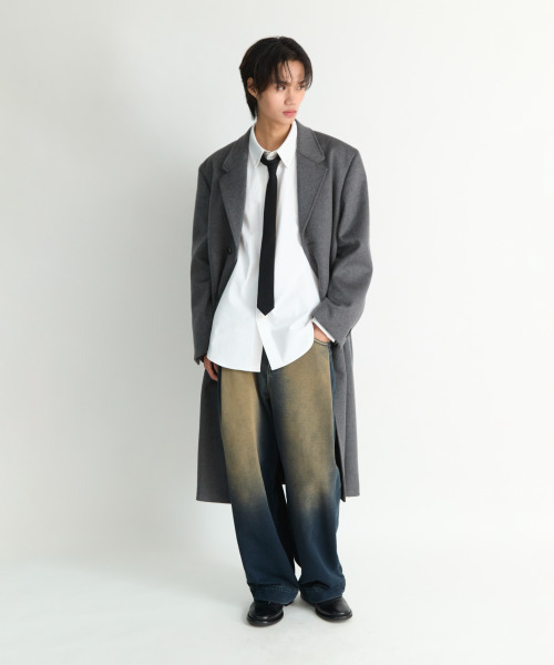 NONBLANK(ノンブランク)の「オーバーサイズフィットシングルコート_MELANGE GREY(チェスターコート・メンズ・グレー・XL/M/L)」の14枚目の写真