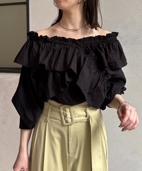 Thevon（ゼボン）の「クロスフリルブラウス（シャツ/ブラウス・レディース・サックスブルー/オフホワイト/ブラック・FREE）」の20枚目の写真