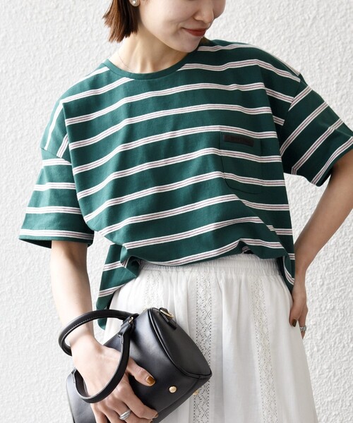 SHIPS any:〈洗濯機可能〉マルチボーダー ワイド TEE（Tシャツ