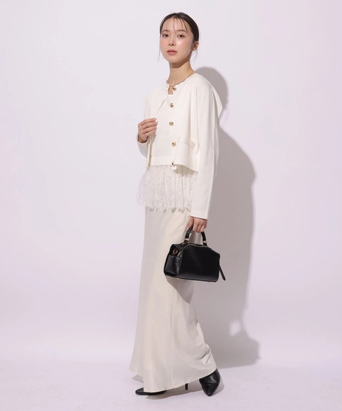 Mystrada（マイストラーダ）の「ペプラムレースニットアンサンブル（ニット/セーター・レディース・ブラック/ピンク系その他/ホワイト/グリーン・38）」の6枚目の写真