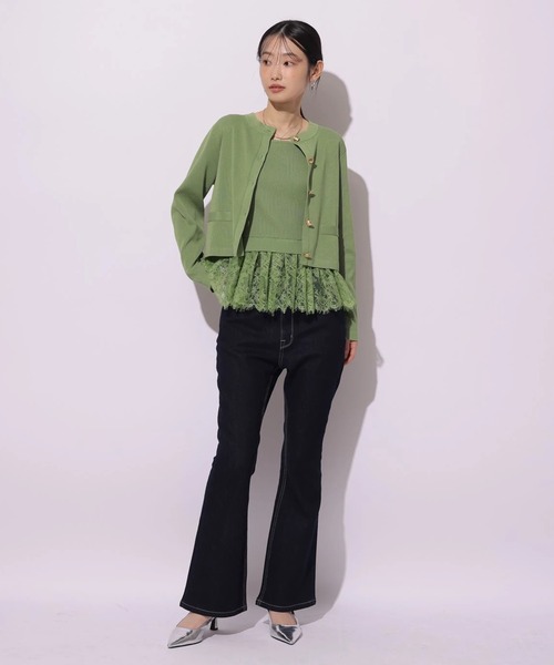 Mystrada（マイストラーダ）の「ペプラムレースニットアンサンブル（ニット/セーター・レディース・ブラック/ピンク系その他/ホワイト/グリーン・38）」の11枚目の写真