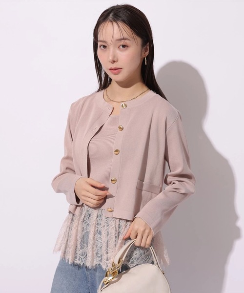 Mystrada（マイストラーダ）の「ペプラムレースニットアンサンブル（ニット/セーター・レディース・ブラック/ピンク系その他/ホワイト/グリーン・38）」の12枚目の写真