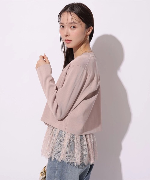 Mystrada（マイストラーダ）の「ペプラムレースニットアンサンブル（ニット/セーター・レディース・ブラック/ピンク系その他/ホワイト/グリーン・38）」の13枚目の写真