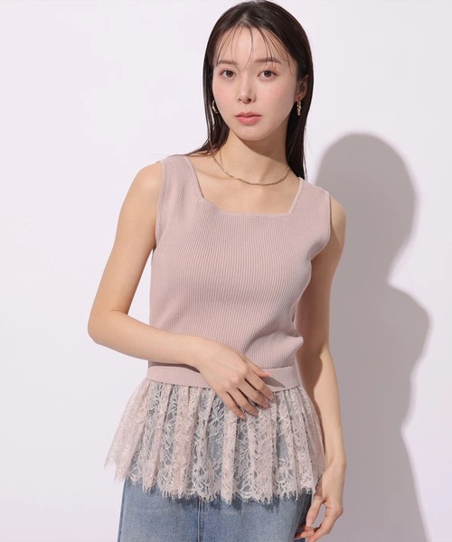 Mystrada（マイストラーダ）の「ペプラムレースニットアンサンブル（ニット/セーター・レディース・ブラック/ピンク系その他/ホワイト/グリーン・38）」の14枚目の写真