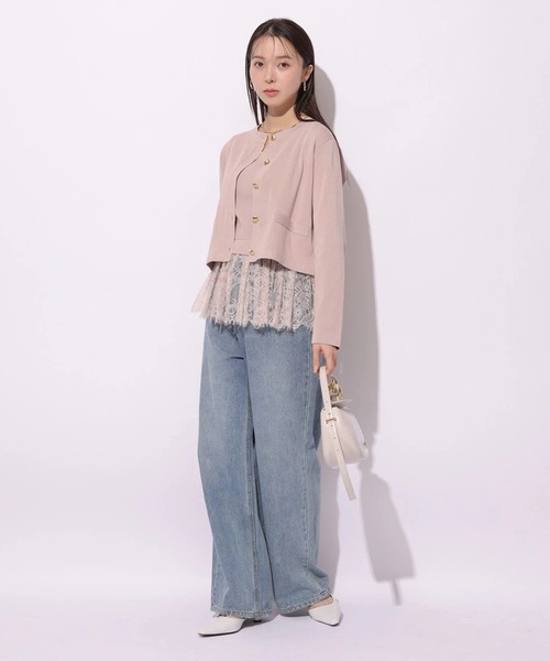 Mystrada（マイストラーダ）の「ペプラムレースニットアンサンブル（ニット/セーター・レディース・ブラック/ピンク系その他/ホワイト/グリーン・38）」の20枚目の写真