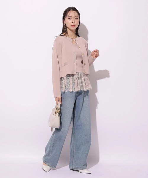 Mystrada（マイストラーダ）の「ペプラムレースニットアンサンブル（ニット/セーター・レディース・ブラック/ピンク系その他/ホワイト/グリーン・38）」の21枚目の写真