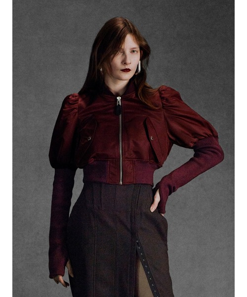 JOHN LAWRENCE SULLIVAN（ジョンローレンスサリバン）の「NYLON BOLERO BOMBER JACKET（Tシャツ/カットソー・レディース・ブラック/カーキ/ボルドー・SMALL/MEDIUM）」の4枚目の写真
