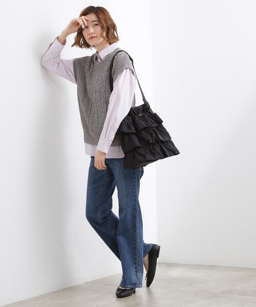 grove（グローブ）の「【撥水】ティアードドロストショルダー（ショルダーバッグ・レディース・ダークグレー/ブラック/ナチュラル・00）」の7枚目の写真