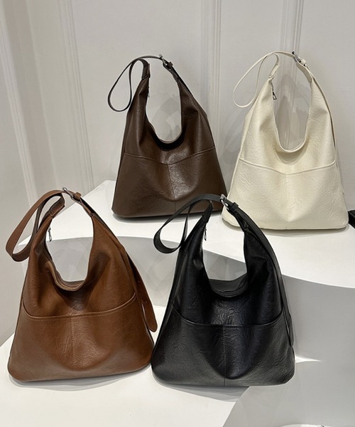 TONE SELECT GOODS（トーンセレクトグッズ）の「urbanfemine./合成皮革 ポケット ワンショルダー 軽量 ショルダー バッグ U7606（ショルダーバッグ・レディース・ダークブラウン/ブラウン/ホワイト/ブラック・FREE）」の5枚目の写真