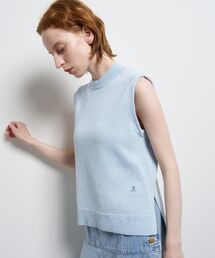 新品 ランバンオンブルー白ノースリーブ LANVIN en Bleu tシャツ 8オンス ノースリーブ Tシャツ メンズ
