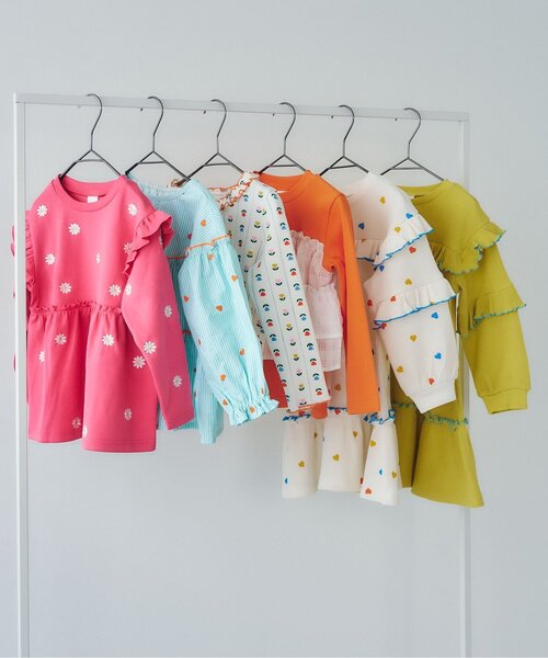 apres les cours（アプレレクール）の「ワッフルメニーフリルワンピース_ジュニア対応（ワンピース・キッズ・ターコイズブルー/ブラック/アイボリー/イエロー/サーモンピンク・90/80/110/100/140/130/120）」の8枚目の写真