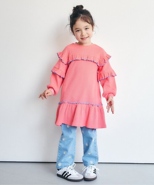 apres les cours（アプレレクール）の「ワッフルメニーフリルワンピース_ジュニア対応（ワンピース・キッズ・ターコイズブルー/ブラック/アイボリー/イエロー/サーモンピンク・90/80/110/100/140/130/120）」の12枚目の写真