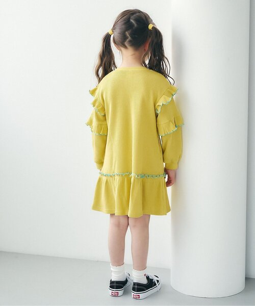apres les cours（アプレレクール）の「ワッフルメニーフリルワンピース_ジュニア対応（ワンピース・キッズ・ターコイズブルー/ブラック/アイボリー/イエロー/サーモンピンク・90/80/110/100/140/130/120）」の15枚目の写真