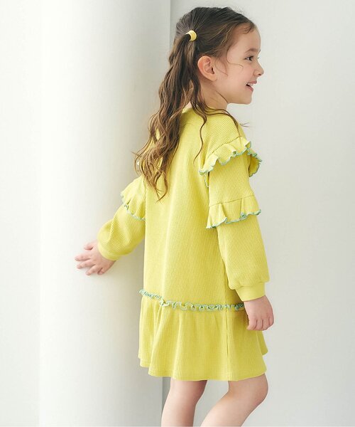 apres les cours（アプレレクール）の「ワッフルメニーフリルワンピース_ジュニア対応（ワンピース・キッズ・ターコイズブルー/ブラック/アイボリー/イエロー/サーモンピンク・90/80/110/100/140/130/120）」の21枚目の写真
