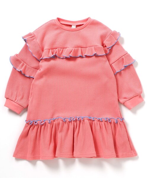 apres les cours（アプレレクール）の「ワッフルメニーフリルワンピース_ジュニア対応（ワンピース・キッズ・ターコイズブルー/ブラック/アイボリー/イエロー/サーモンピンク・90/80/110/100/140/130/120）」の22枚目の写真