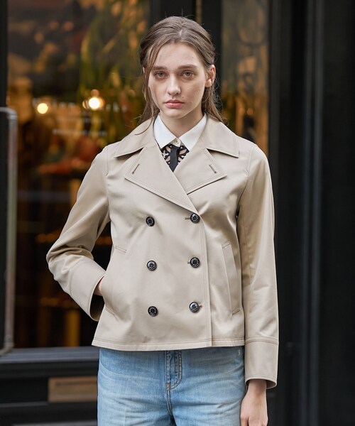 DRESSTERIOR（ドレステリア）の「【撥水素材】Aラインショートトレンチジャケット（トレンチコート・レディース・ベージュ/ネイビー・34/36/38）」の5枚目の写真