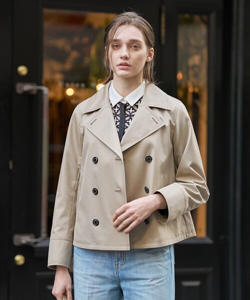 DRESSTERIOR（ドレステリア）の「【撥水素材】Aラインショートトレンチジャケット（トレンチコート・レディース・ベージュ/ネイビー・34/36/38）」の6枚目の写真