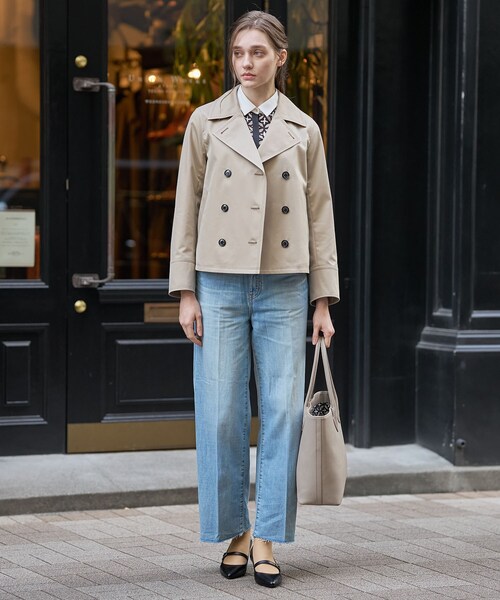 DRESSTERIOR（ドレステリア）の「【撥水素材】Aラインショートトレンチジャケット（トレンチコート・レディース・ベージュ/ネイビー・34/36/38）」の9枚目の写真