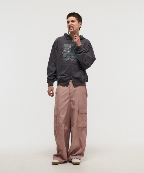 ILL'S(イルズ)の「ACID WASH NYRON CARGO PANTS / アシッドウォッシュナイロンカーゴパンツ ドローコード メンズ レディース ユニセックス(カーゴパンツ・メンズ・ブラック/グレー/ピンク・M/L)」の5枚目の写真