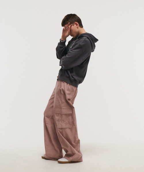 ILL'S(イルズ)の「ACID WASH NYRON CARGO PANTS / アシッドウォッシュナイロンカーゴパンツ ドローコード メンズ レディース ユニセックス(カーゴパンツ・メンズ・ブラック/グレー/ピンク・M/L)」の6枚目の写真