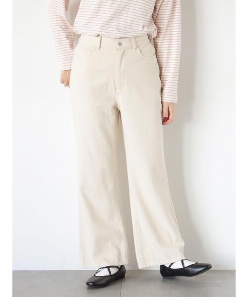 Samansa Mos2（サマンサ モスモス）の「【オーガニックコットン】デニムフレアパンツ（その他パンツ・レディース・サックスブルー/ブルー/キナリ・L/XL/S/M）」の2枚目の写真