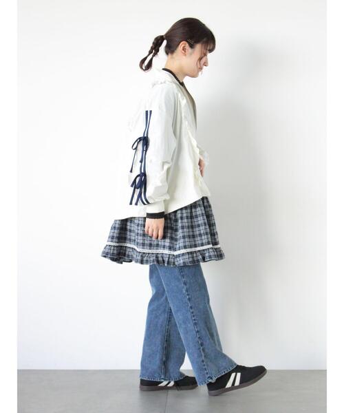 Samansa Mos2（サマンサ モスモス）の「【オーガニックコットン】デニムフレアパンツ（その他パンツ・レディース・サックスブルー/ブルー/キナリ・L/XL/S/M）」の20枚目の写真