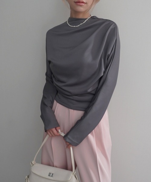 Rashik(ラシク)の「【Rashik】エレガントドレープハイネックトップス(Tシャツ/カットソー・レディース・アイボリー/ブラック/ベージュ/チャコール・FREE)」の16枚目の写真