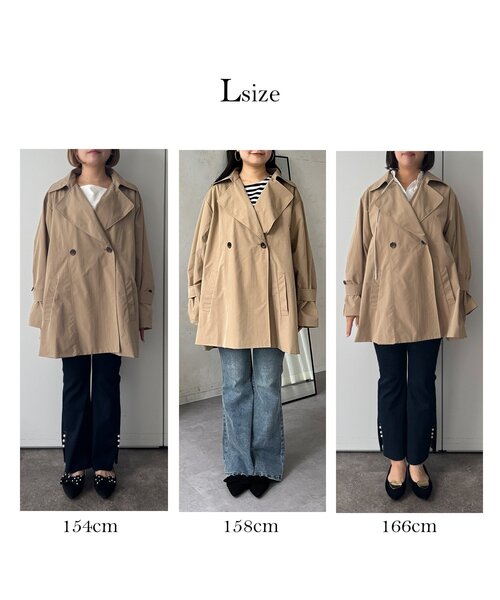 prose verse（プロズヴェール）の「バックギャザーミドル丈Aライントレンチコート（トレンチコート・レディース・ベージュ・LARGE/MEDIUM/SMALL）」の4枚目の写真